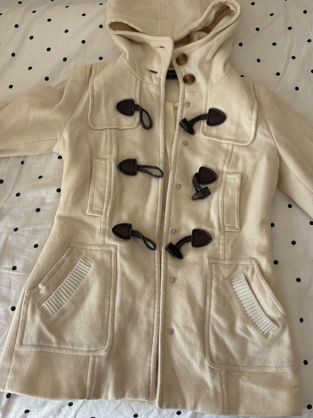 Vintage 2000s Zara TRF Collection Women's Cream Peacoat Size S